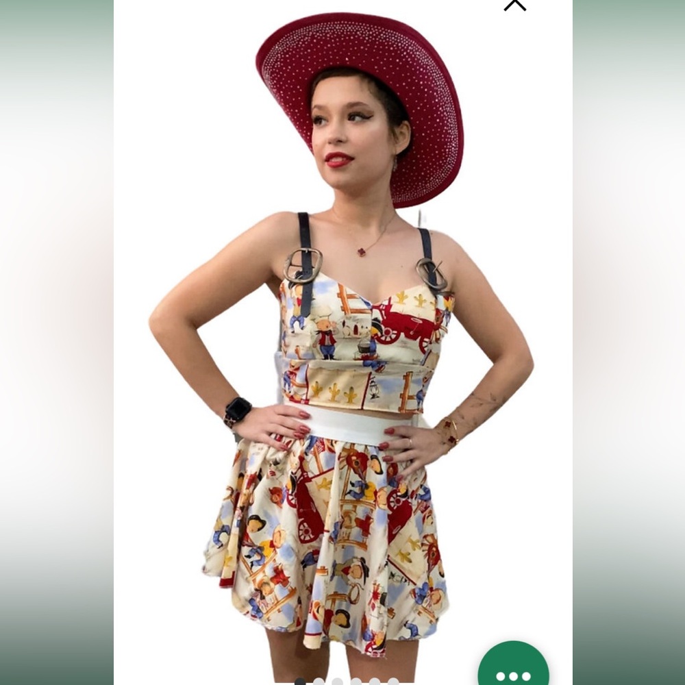 Upcycled 2-Piece Matching Set – Lil' Cowpokes Western Y2K Print - Picture 5 of 8